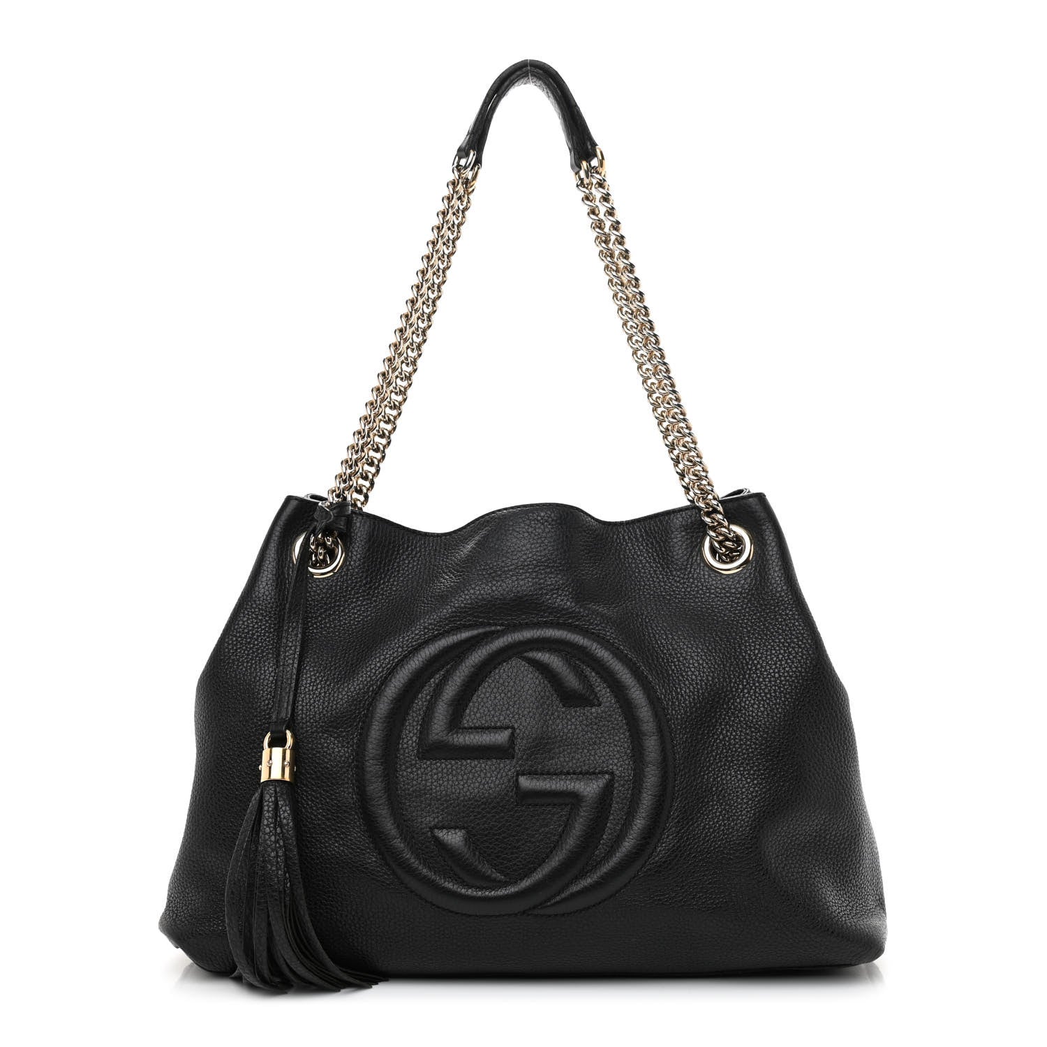 Gucci Pebbled Calfskin Medium Soho Chain Shoulder Bag Black 1 of 15