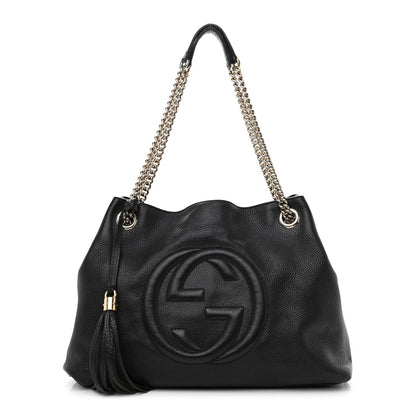 Gucci Pebbled Calfskin Medium Soho Chain Shoulder Bag Black 1 of 15