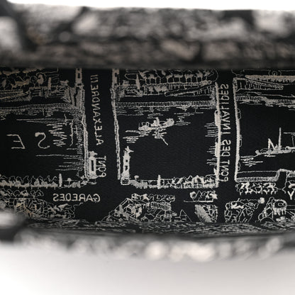 Christian Dior Canvas Embroidered Medium Plan De Paris Book Tote Black White 5 of 10