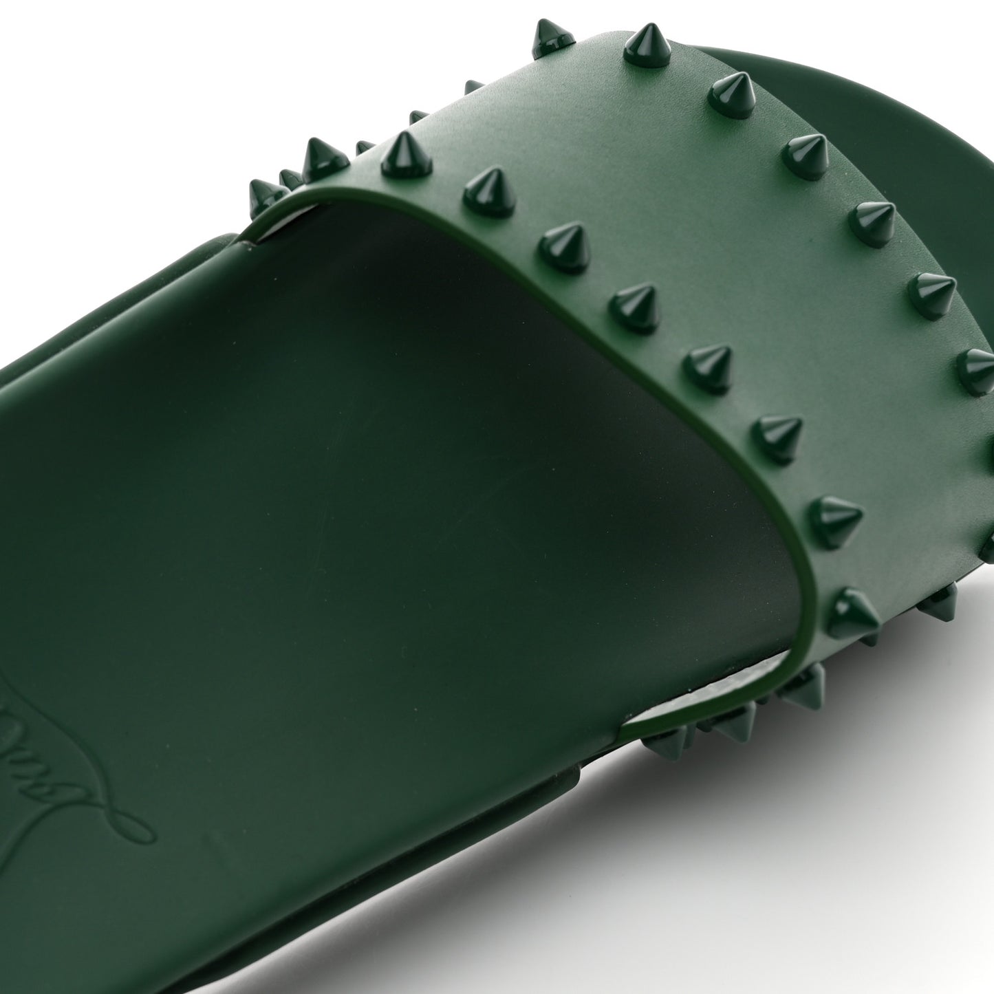 Calfskin Studded Pool Fun Platform Flat Slide Sandals 35 Green