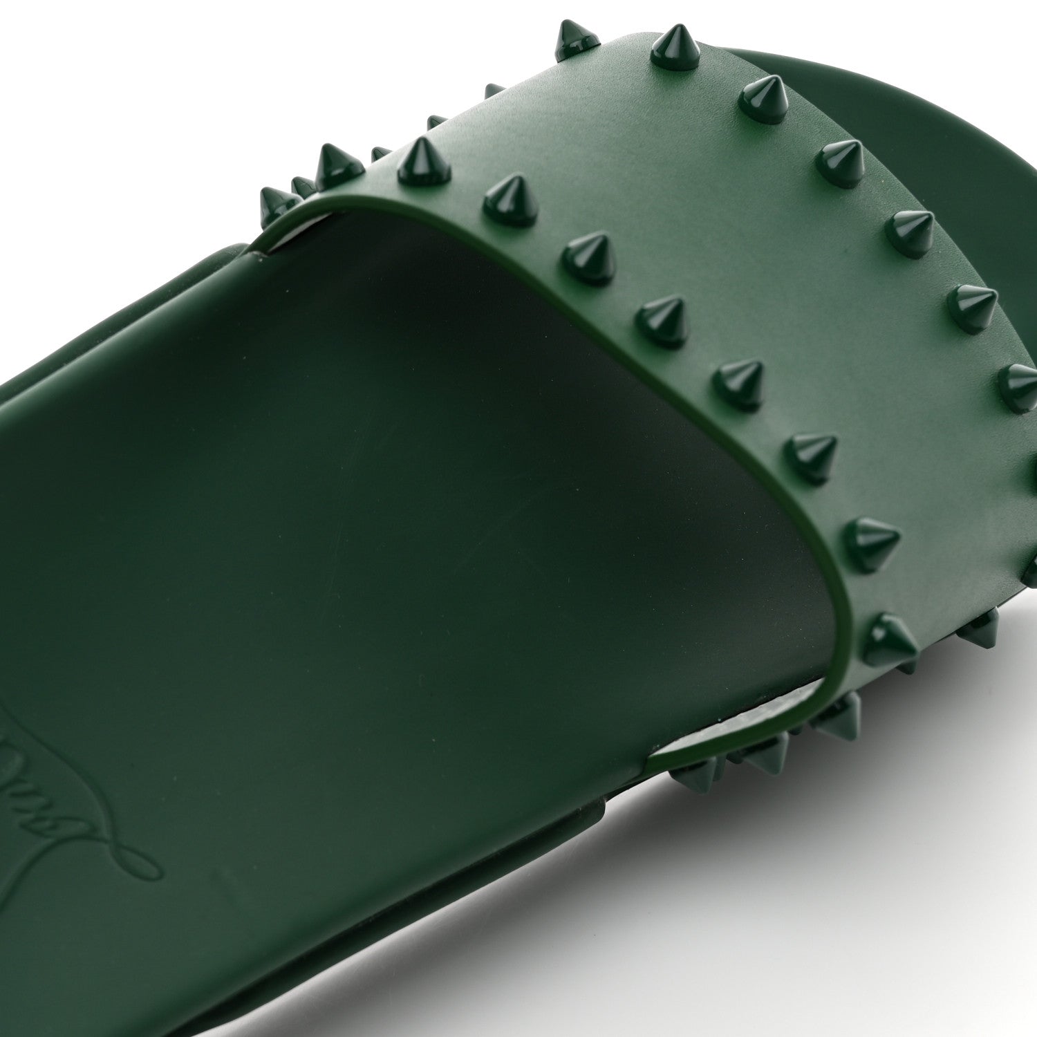 Christian Louboutin Calfskin Studded Pool Fun Platform Flat Slide Sandals 35 Green 8 of 9