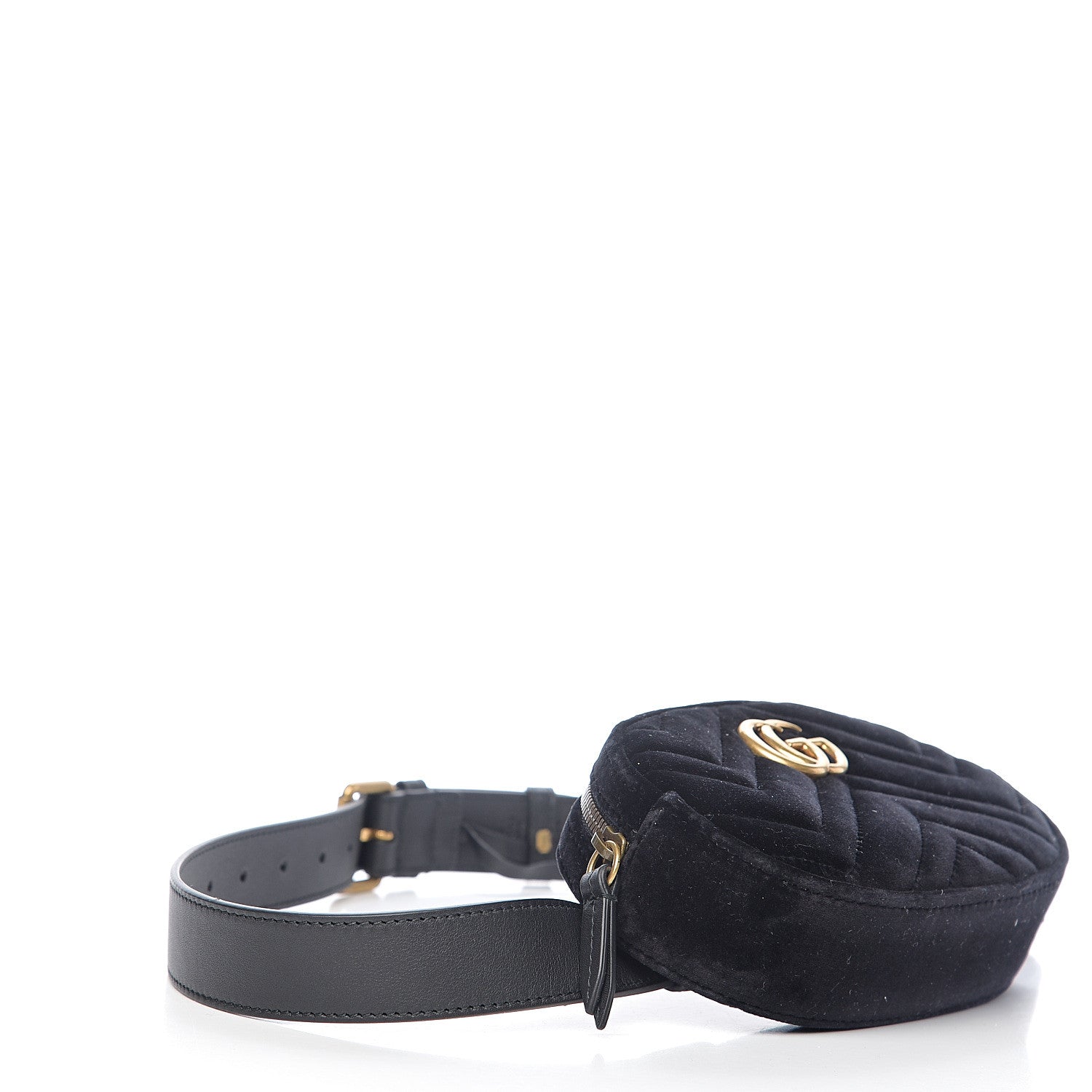 Gucci Velvet Matelasse GG Marmont Belt Bag 85 34 Black 3 of 9