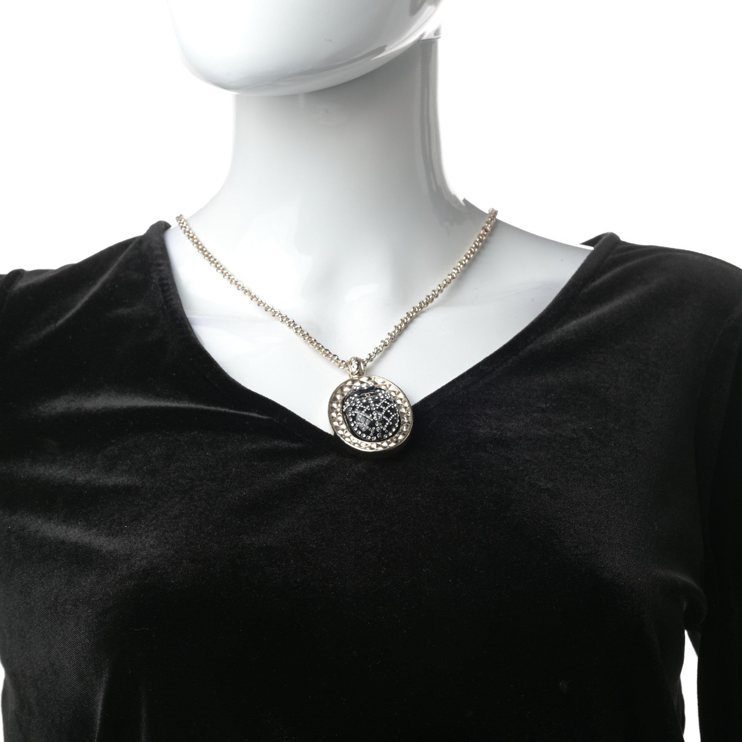 Chanel Crystal CC Long Necklace Black Gold 2 of 7