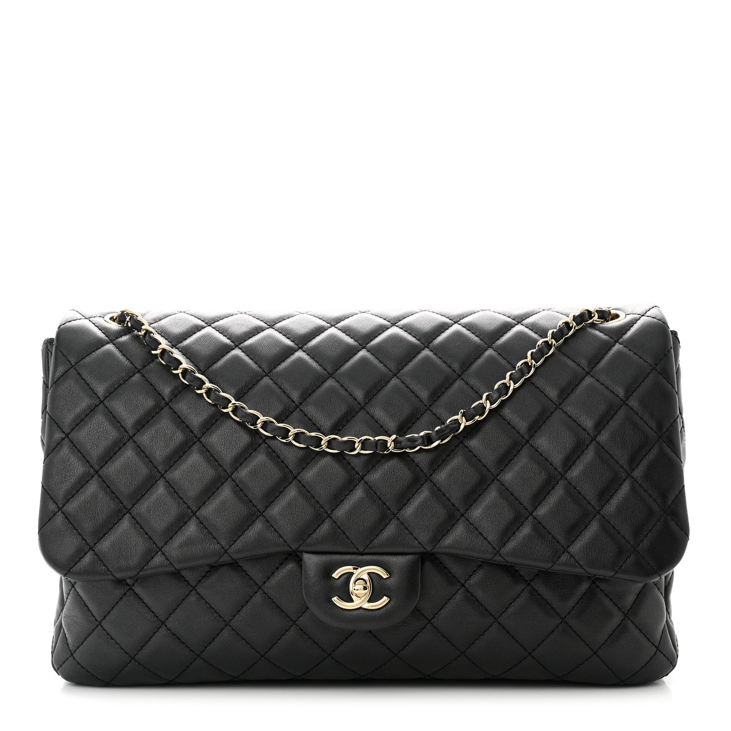 Chanel Metallized Calfskin Quilted Small XXL Travel Flap Bag Black 1 of 10