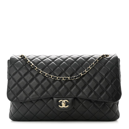 Chanel Metallized Calfskin Quilted Small XXL Travel Flap Bag Black 1 of 10