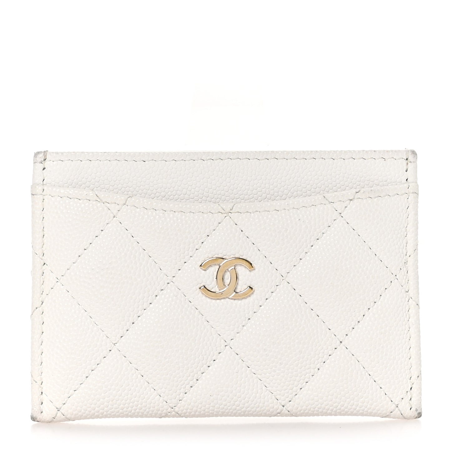 Caviar Quilted Card Holder White