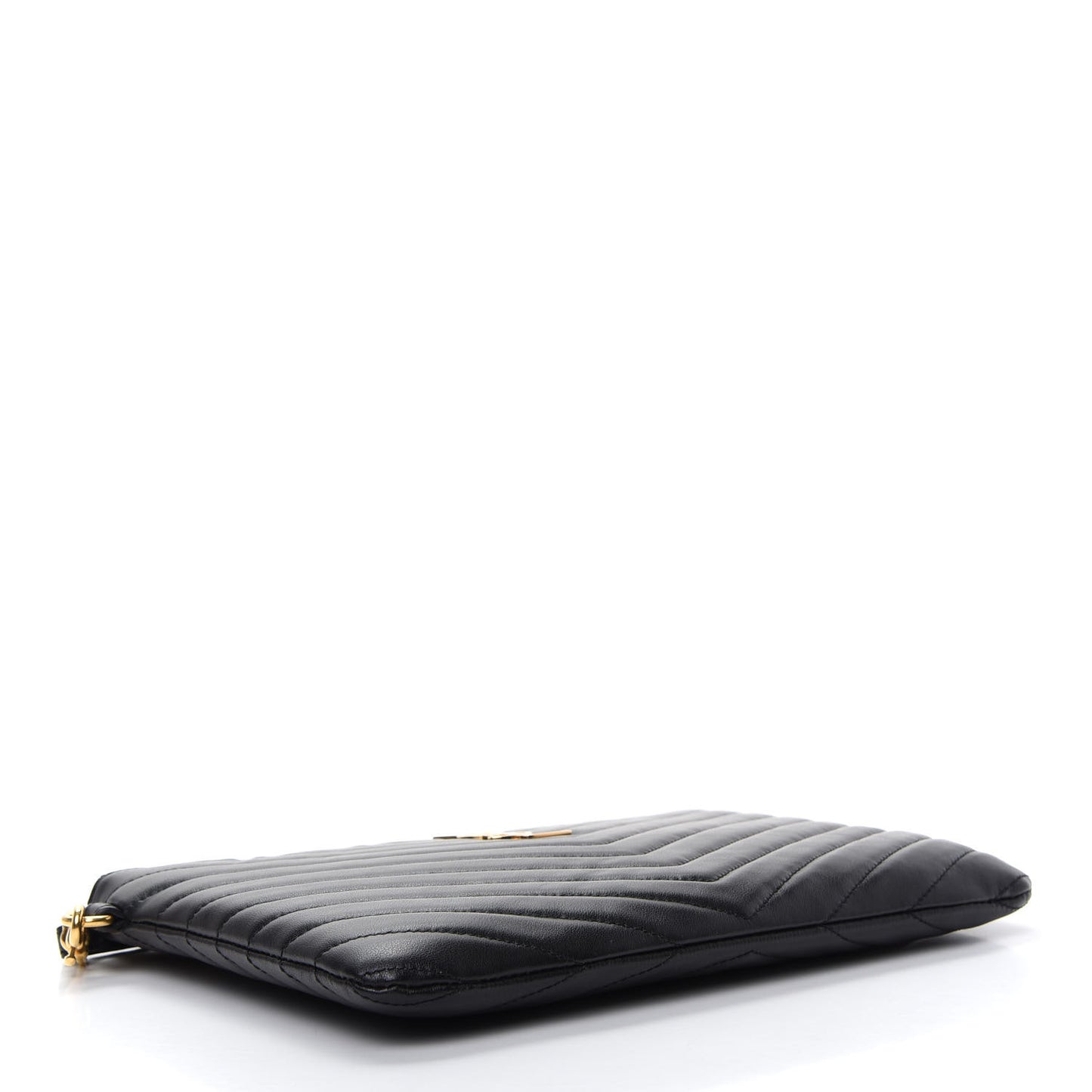 Calfskin Matelasse Chevron Monogram A5 Wristlet Black