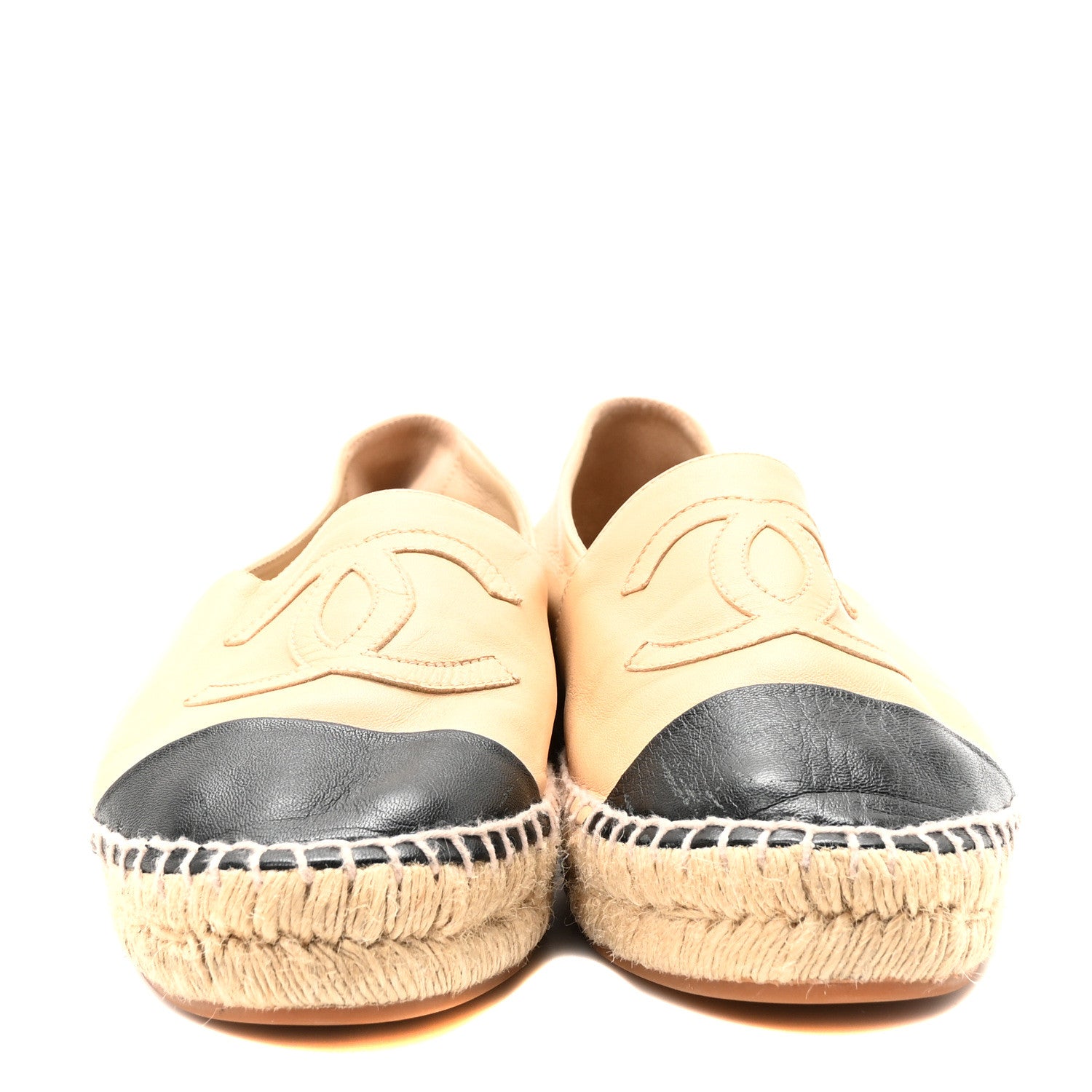 Chanel Lambskin CC Espadrilles 39 Beige Black 3 of 9