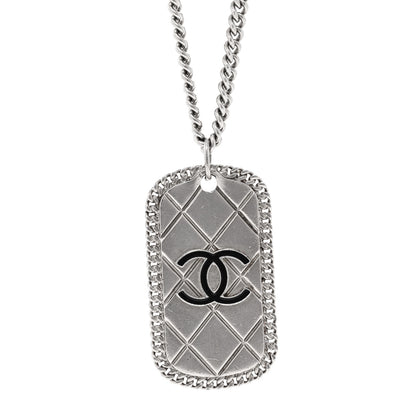 Chanel Dog Tag CC Necklace Silver 4 of 5