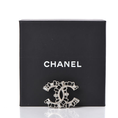 Chanel Baguette Crystal CC Brooch Black Silver 5 of 5