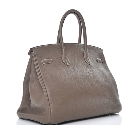 Hermes Taurillon Clemence Birkin 35 Etoupe 3 of 30