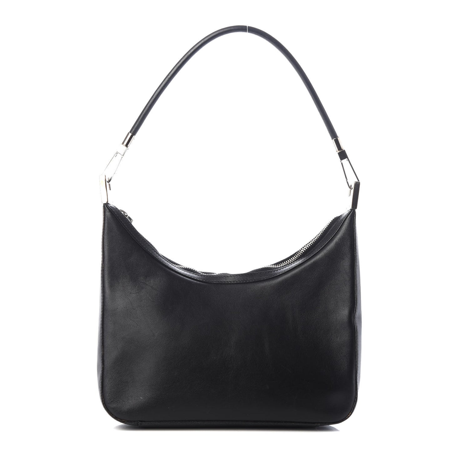 Calfskin Small Clasp Hobo Black
