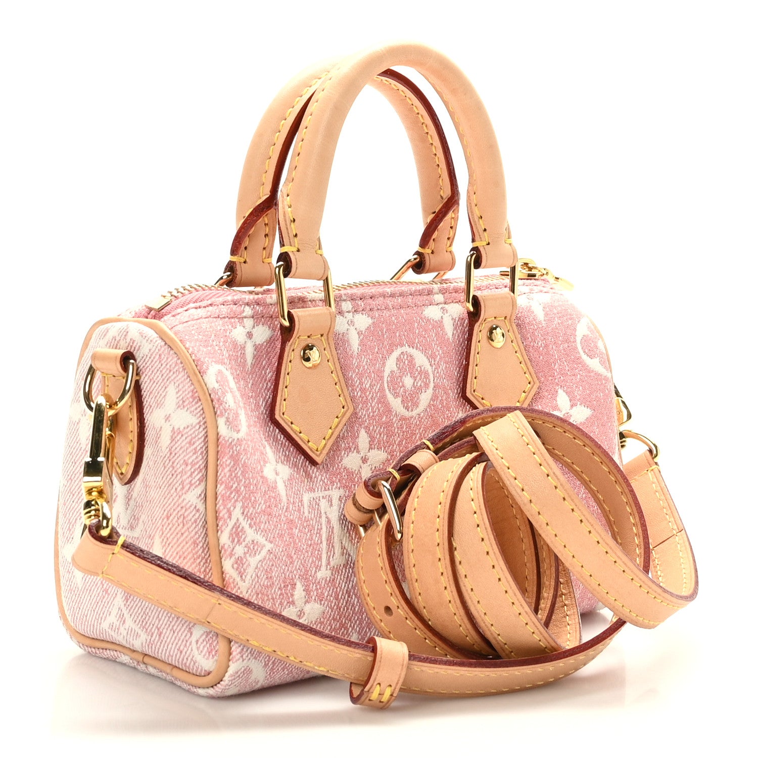 Louis Vuitton Monogram Jacquard Denim Nano Speedy Bandouliere Pink 3 of 8