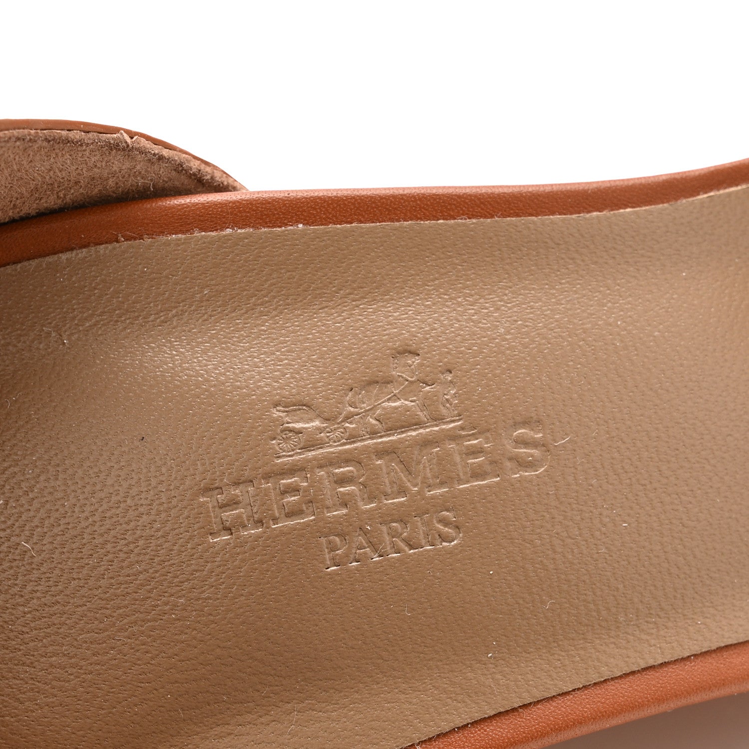 Hermes Calfskin Legend Wedge Sandals 37.5 Gold 7 of 11
