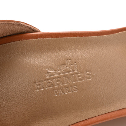 Hermes Calfskin Legend Wedge Sandals 37.5 Gold 7 of 11