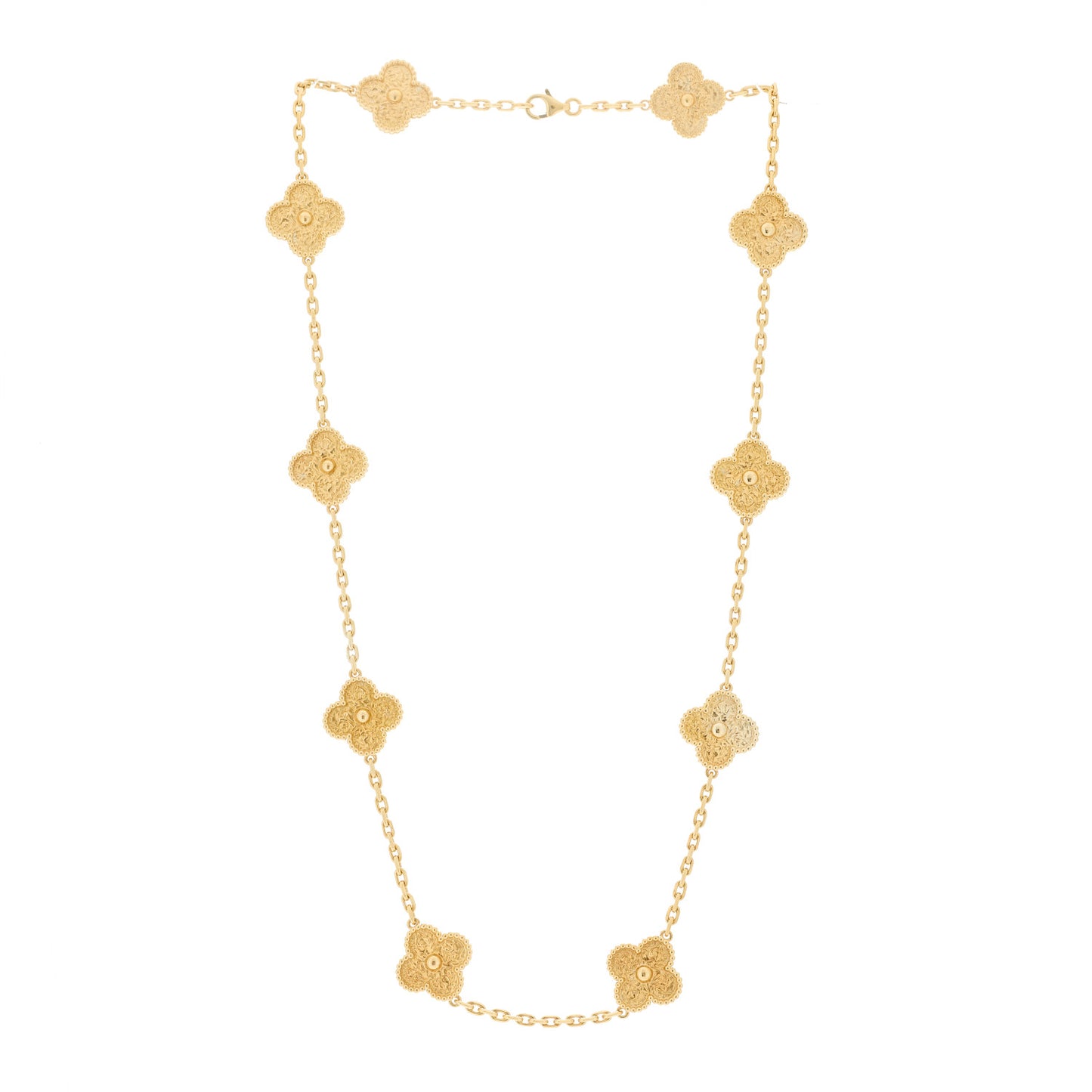 18K Yellow Gold 10 Motifs Vintage Alhambra Necklace