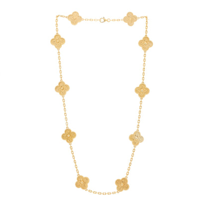 Van Cleef & Arpels 18K Yellow Gold 10 Motifs Vintage Alhambra Necklace 3 of 7