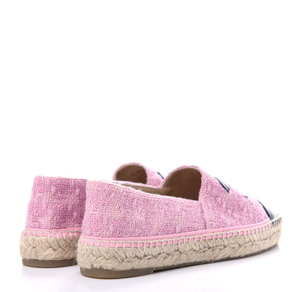 Chanel Tweed Patent CC Espadrilles 37 Pink Black 4 of 11