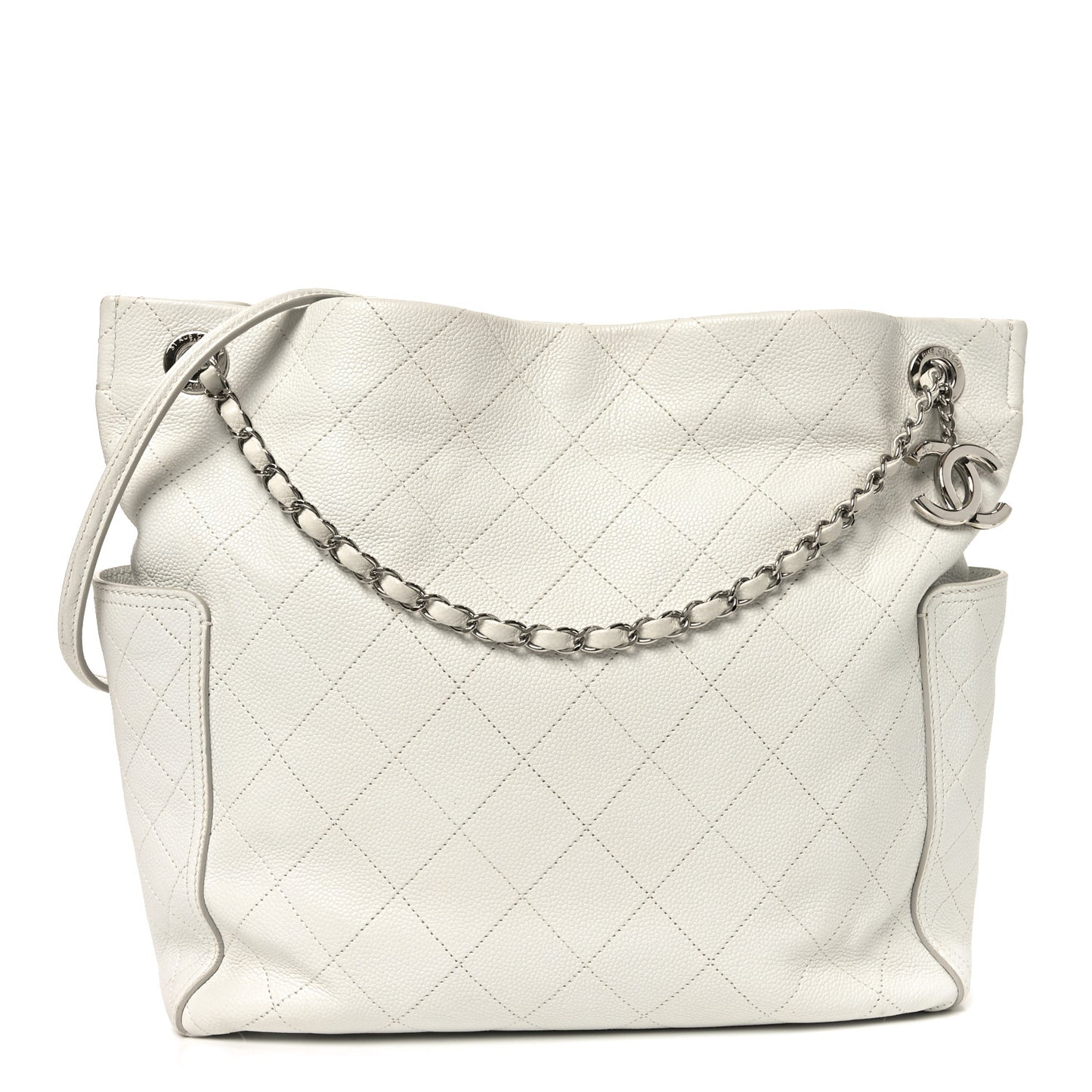 Caviar Stitched CC Pocket Tote White