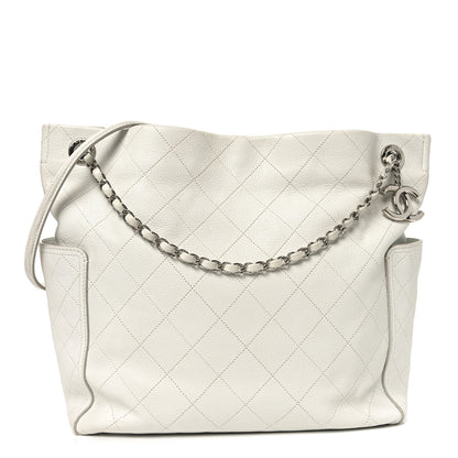 Chanel Caviar Stitched CC Pocket Tote White 1 of 10