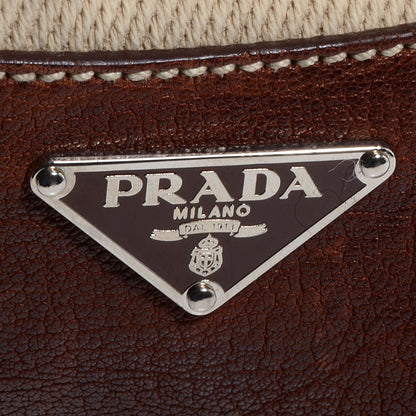 Prada Canapa Leather Foldover Satchel Bruciato 3 of 11