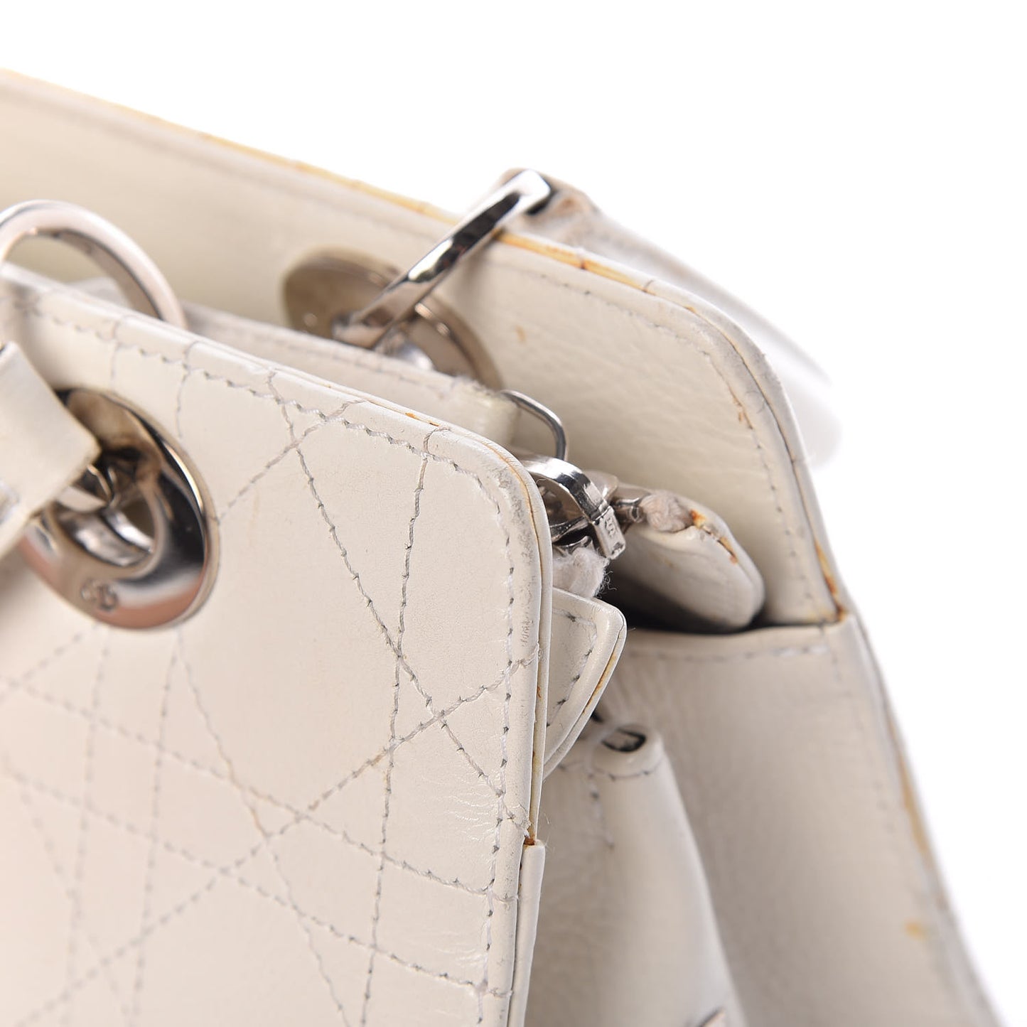 Calfskin Cannage Stitched East West Lady Dior White
