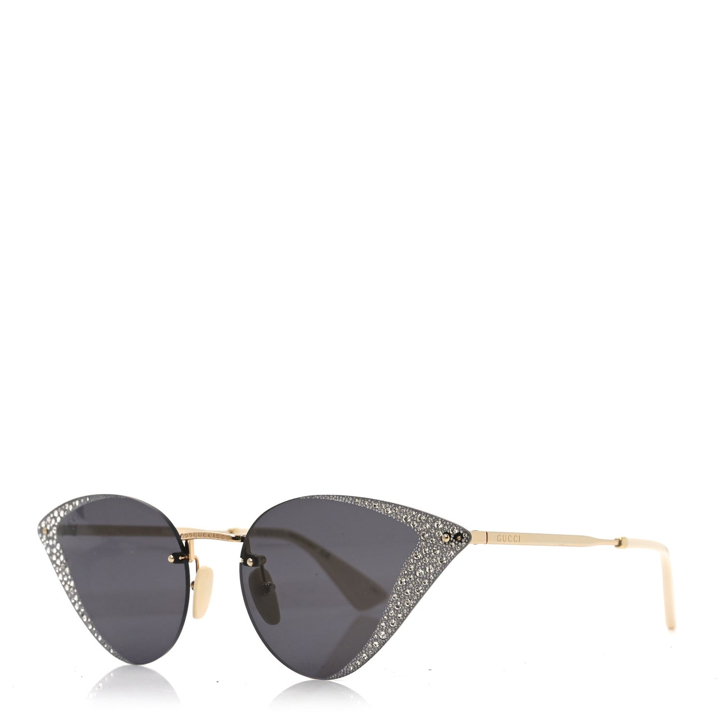 Metal Crystal Geometrical Frame Sunglasses GG0898S Silver Gold