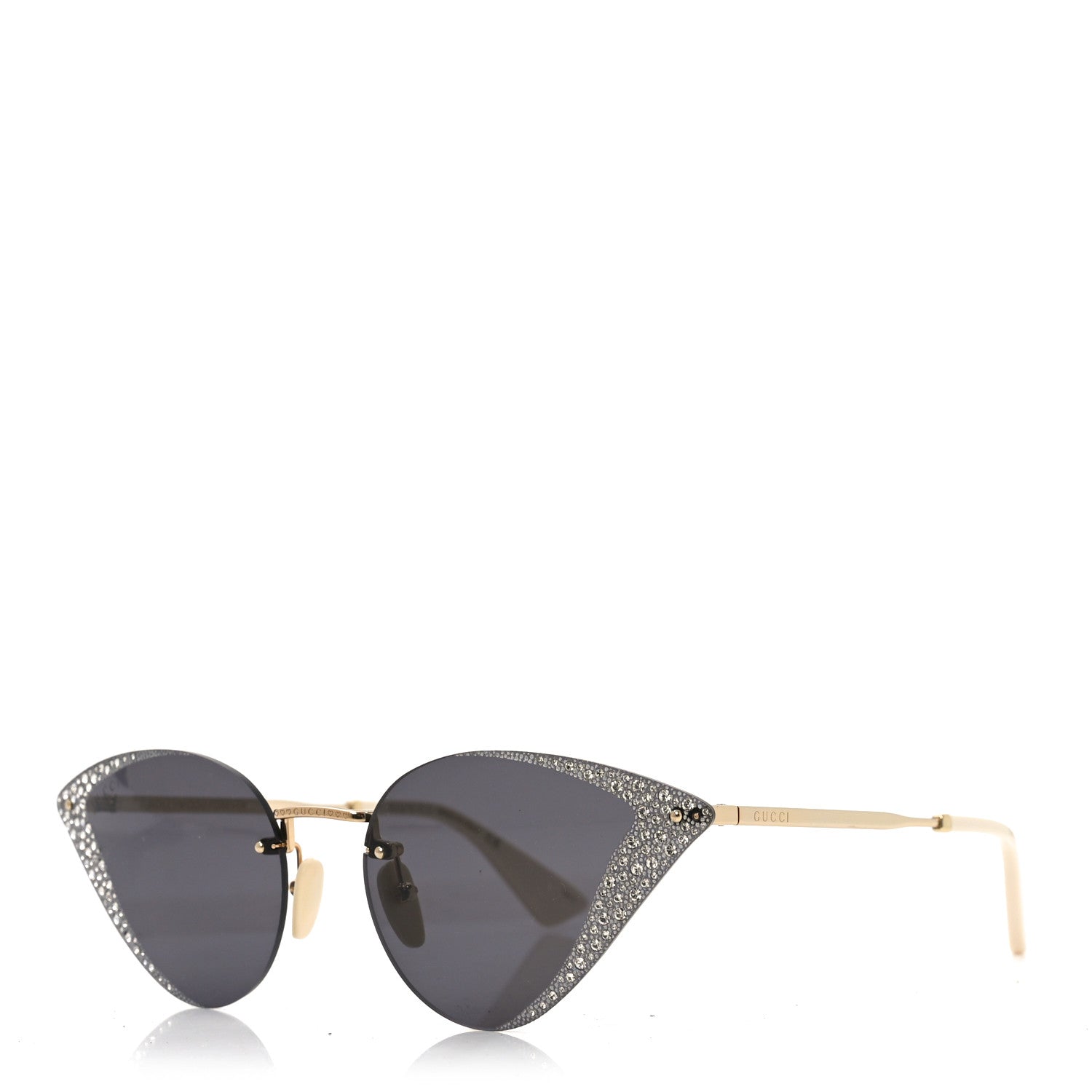 Gucci Metal Crystal Geometrical Frame Sunglasses GG0898S Silver Gold 1 of 7