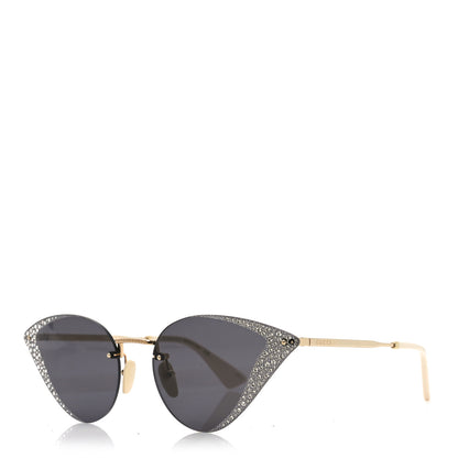 Gucci Metal Crystal Geometrical Frame Sunglasses GG0898S Silver Gold 1 of 7