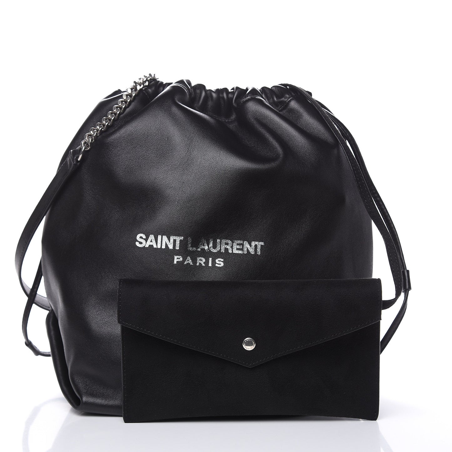 Lambskin Teddy Drawstring Bag Black