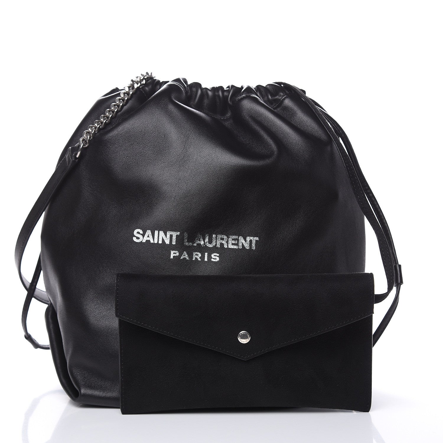 Saint Laurent Lambskin Teddy Drawstring Bag Black 3 of 11