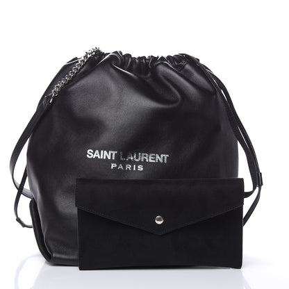 Saint Laurent Lambskin Teddy Drawstring Bag Black 3 of 11