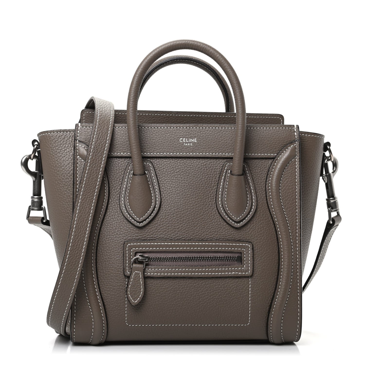 Celine Drummed Calfskin Nano Luggage Souris 1 of 11