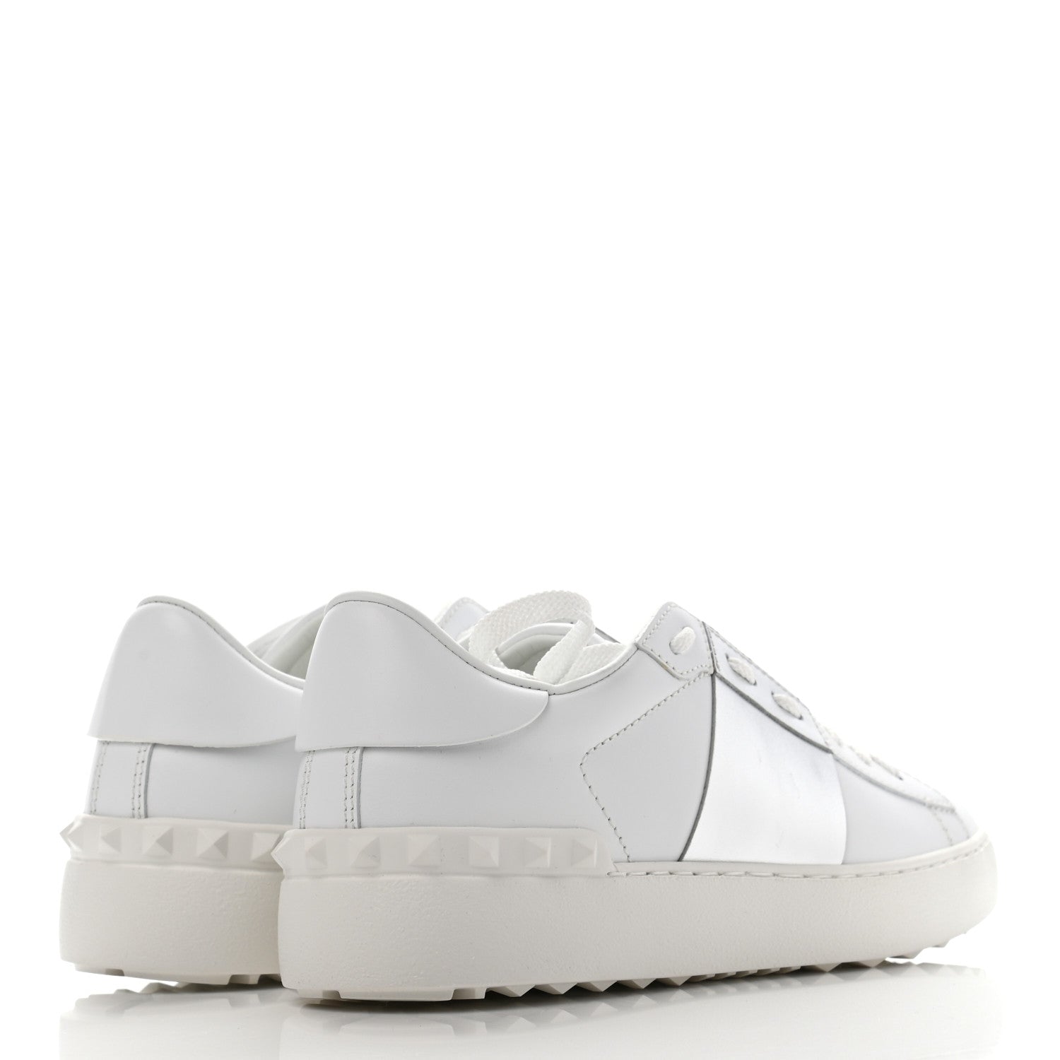 Valentino Garavani Calfskin Rockstud Open Sneakers 36.5 White Silver 4 of 8