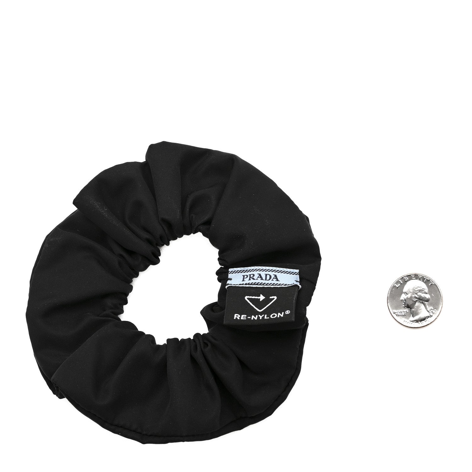 Prada Re-Nylon Metal Logo Scrunchie Black 2 of 3