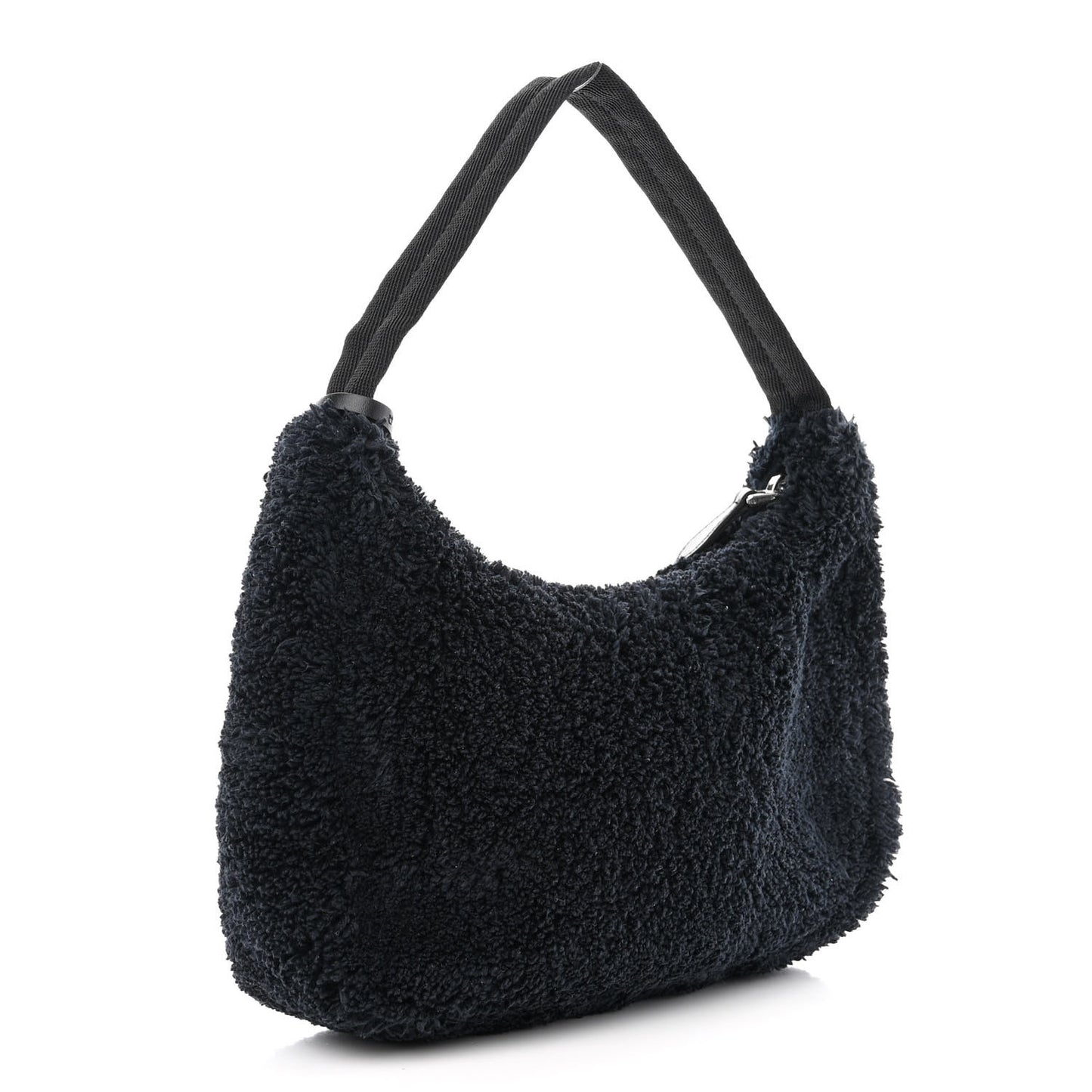 Terry Cloth Mini Re-Edition 2000 Bag Black White