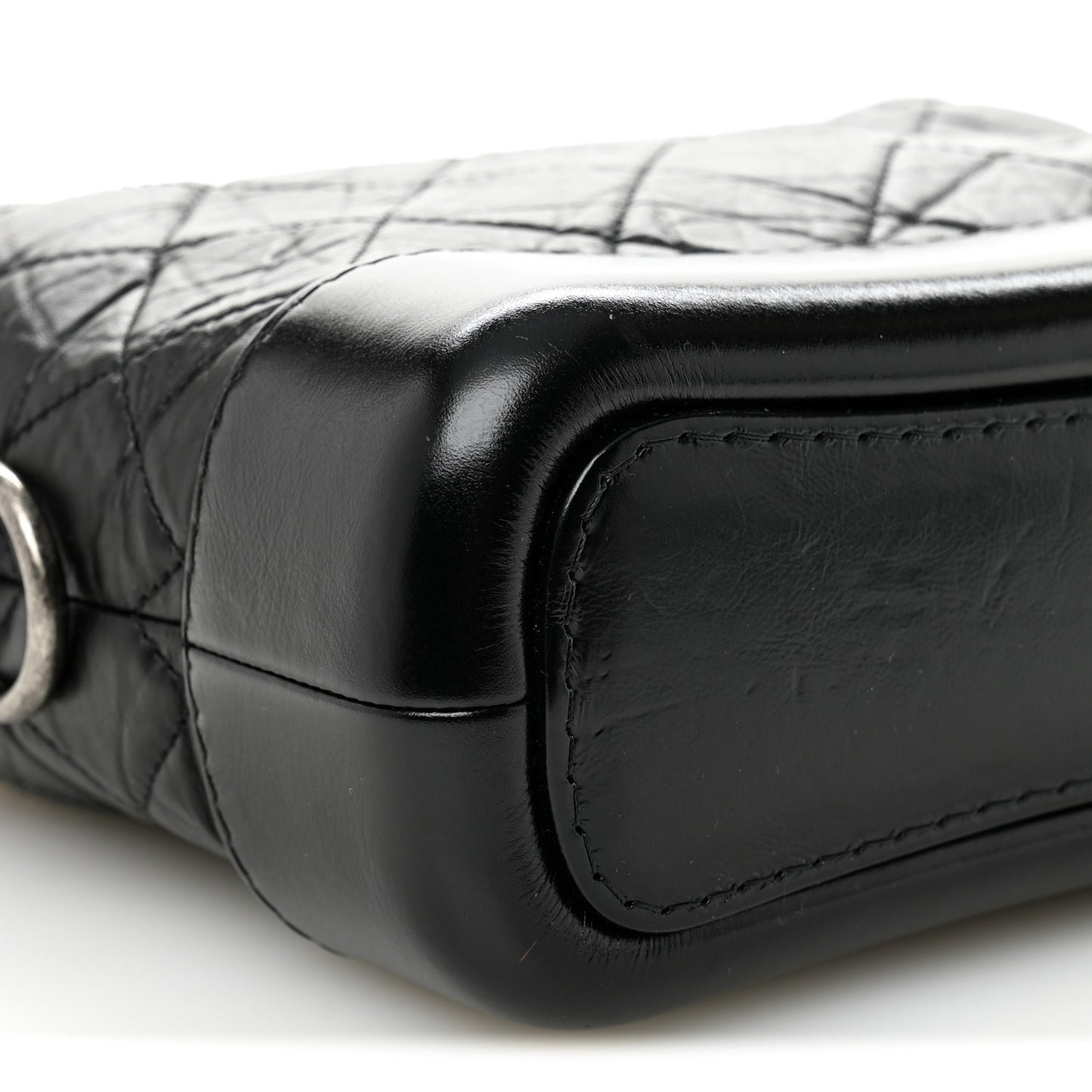 Aged Calfskin Quilted Small Gabrielle Hobo Black