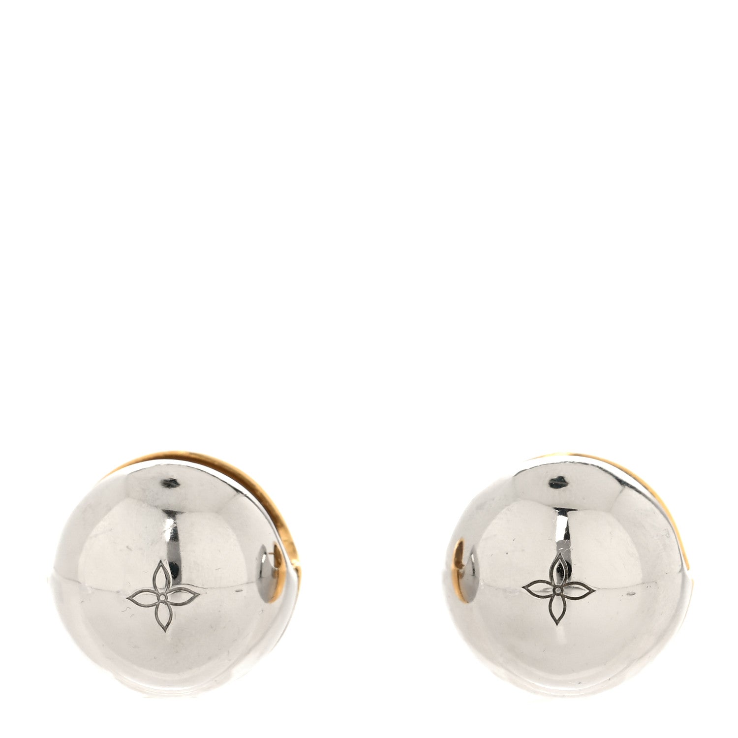 Louis Vuitton Metal Pearl Planete LV Earrings Gold Silver 4 of 10