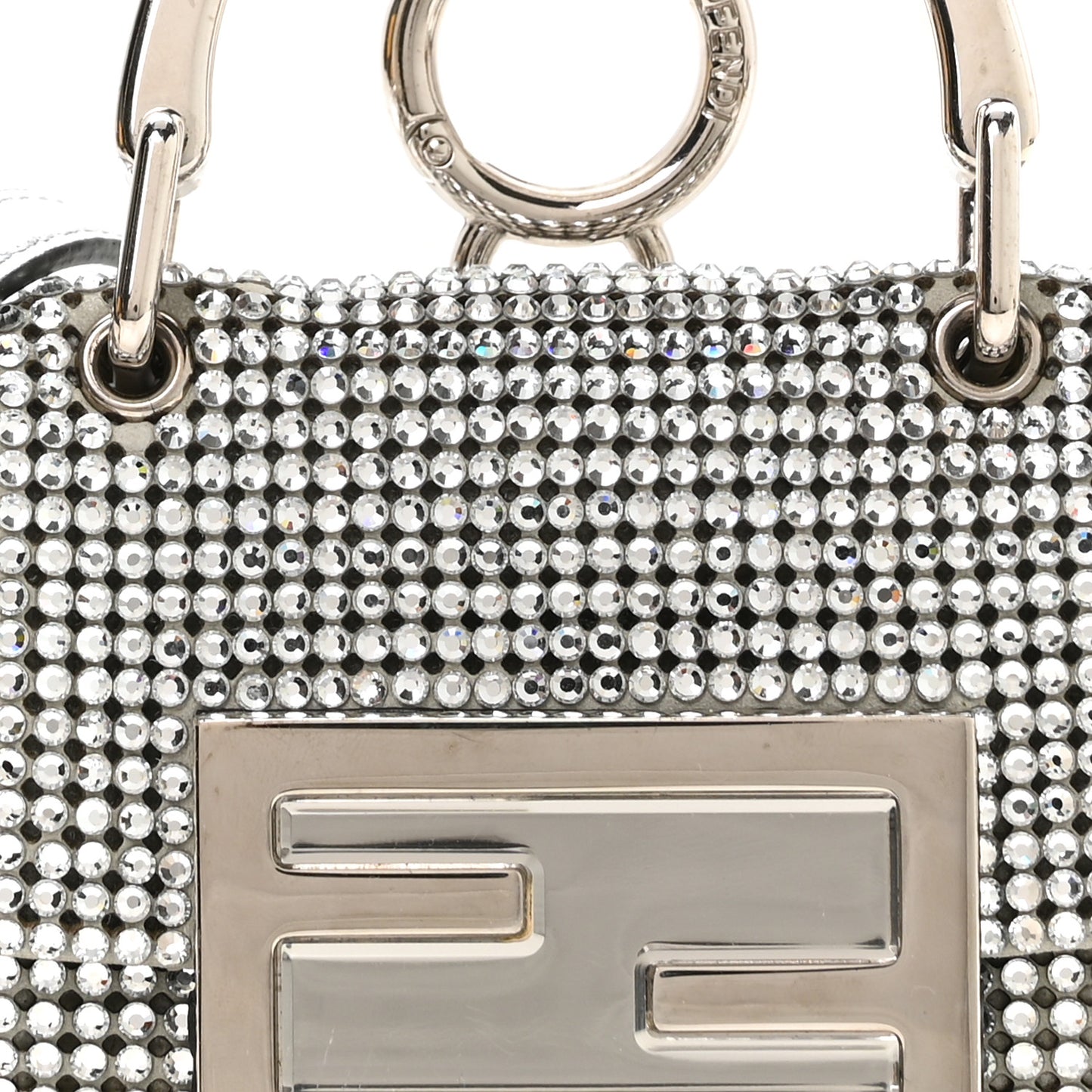 Nubuck Crystal Catalan Mirror Nano Maxi Buckle Baguette Charm Pietra Argento