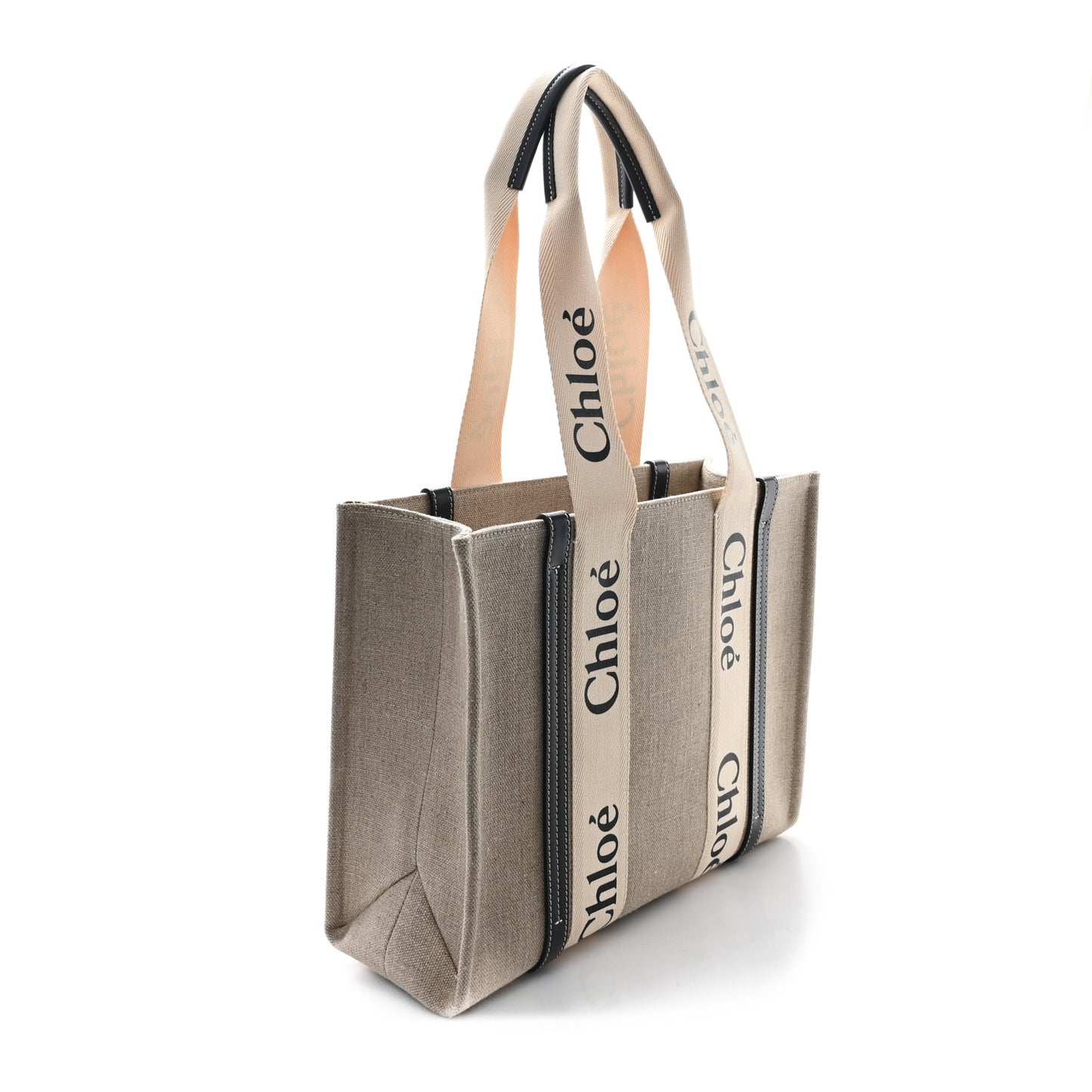 Cotton Calfskin Medium Woody Ribbon Tote White Blue