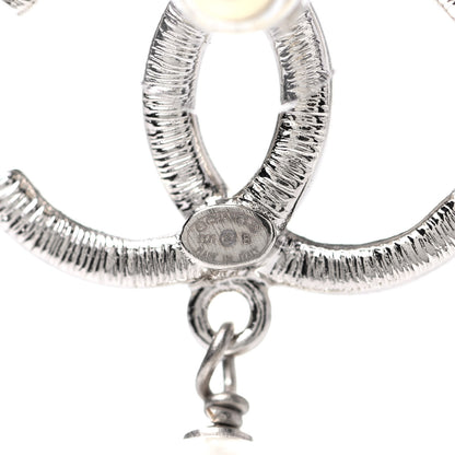 Chanel Crystal Pearl CC Drop Earrings Silver 4 of 5