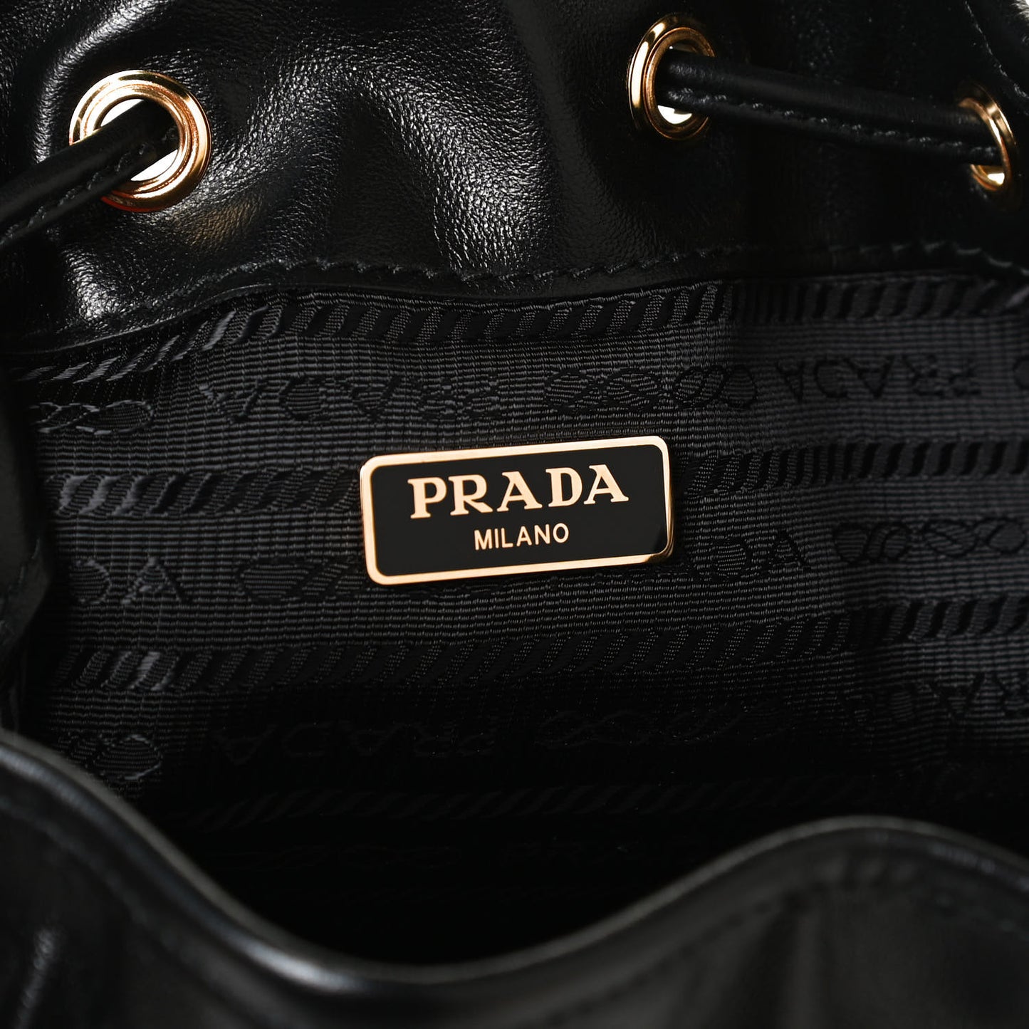 Light Calfskin Saffiano Mini Bucket Crossbody Bag Black