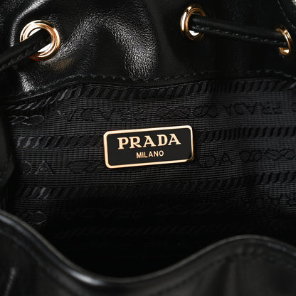 Prada Light Calfskin Saffiano Mini Bucket Crossbody Bag Black 5 of 11