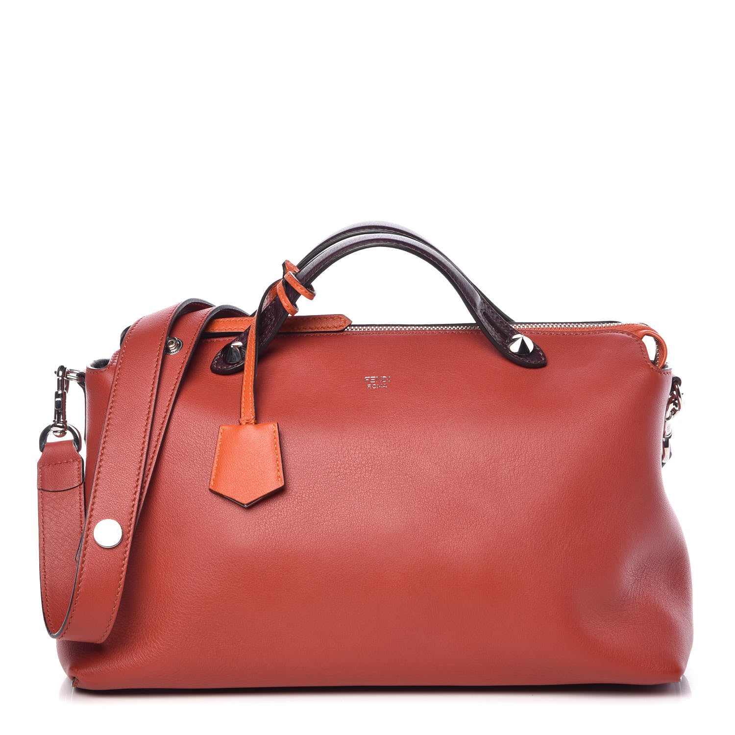 Fendi Vitello Dolce 4 Color Large By The Way Boston Bag Terra di Siena Multicolor 1 of 13