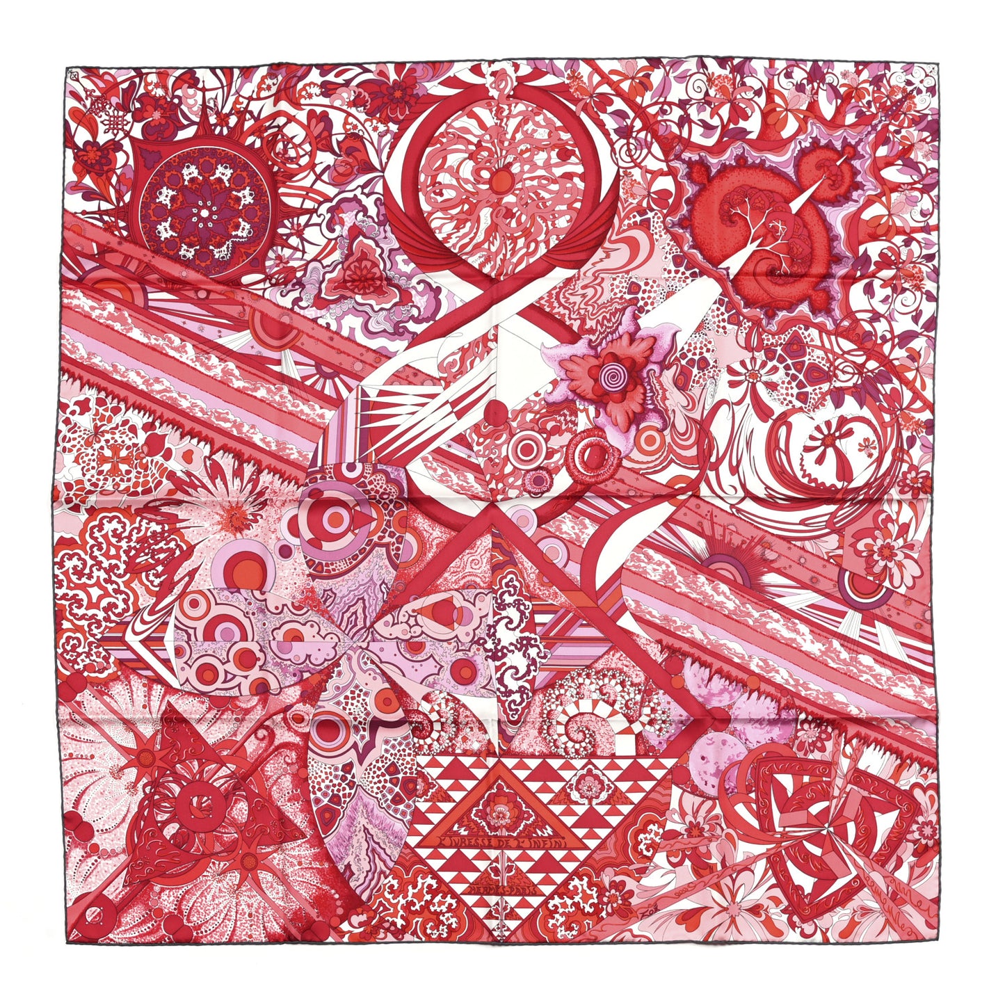 Silk L’ivresse de L’infini Scarf 90 Rouge White Rose