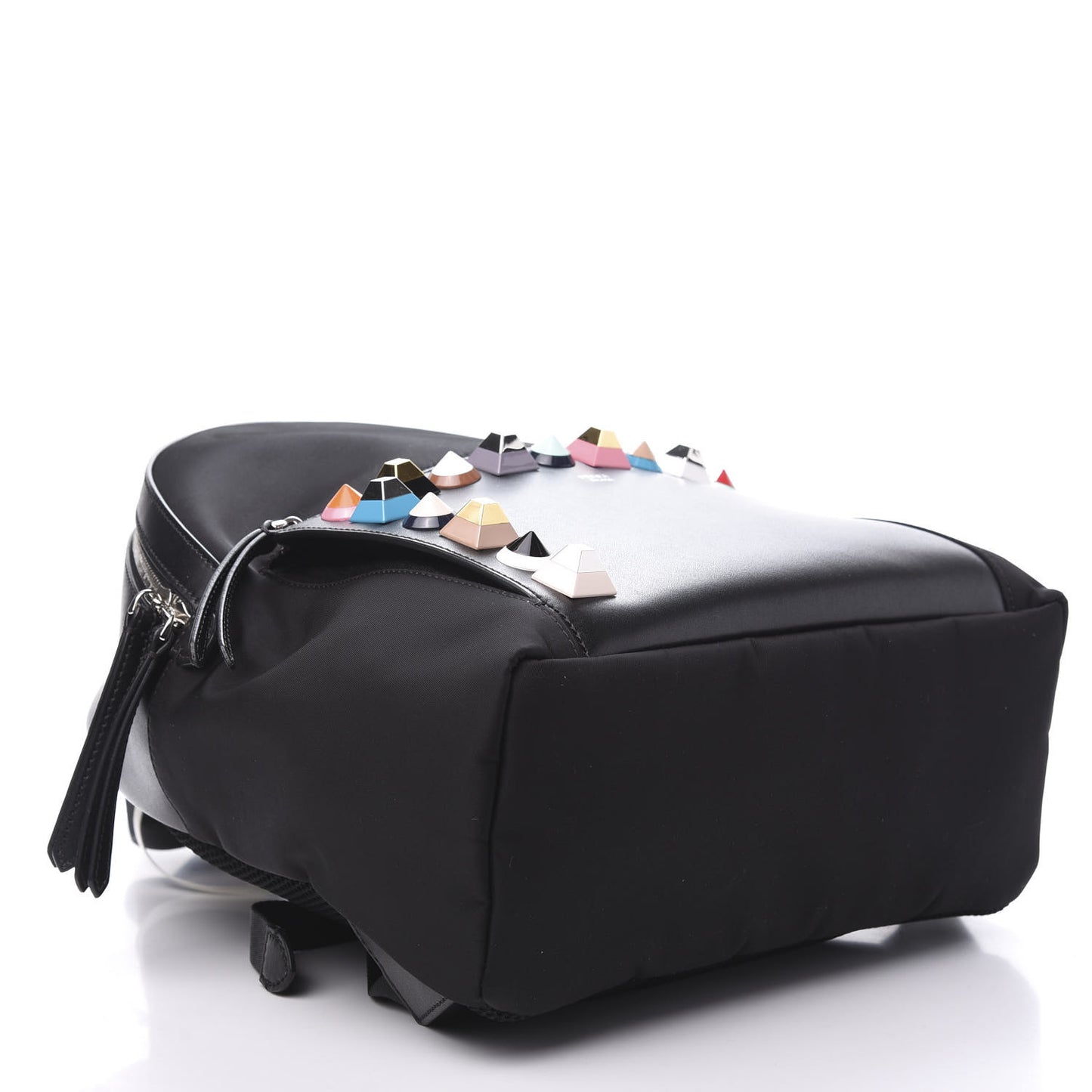 Vitello Nylon Studded Backpack Black
