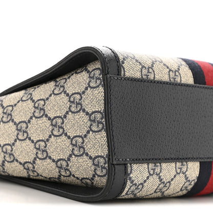 Gucci GG Supreme Monogram Textured Dollar Calfskin Web Small Ophidia Tote Bag Beige Blue 9 of 11