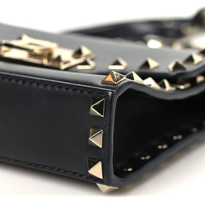 Valentino Garavani Pebbled Calfskin Rockstud Flip Lock Crossbody Bag Black 8 of 8