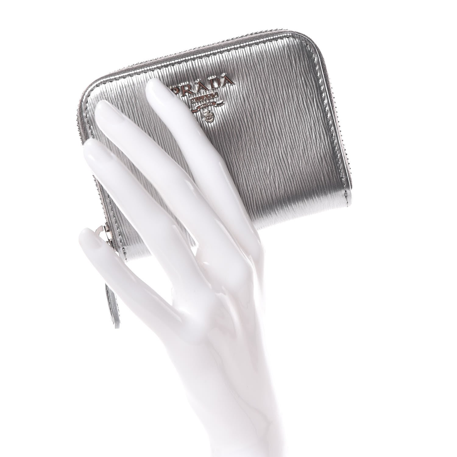Prada Vitello Move Metal Coin Purse Cromo 2 of 8