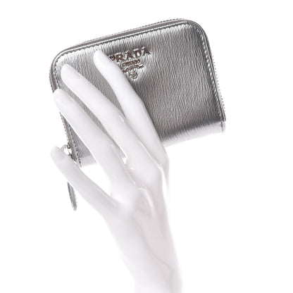 Prada Vitello Move Metal Coin Purse Cromo 2 of 8